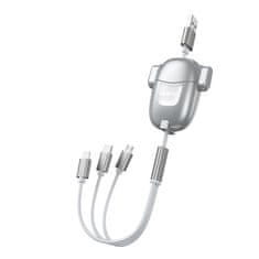 DUDAO L8Pro 3in1 kabel USB - Micro USB / Lightning / USB-C 3A 25-110cm, siva