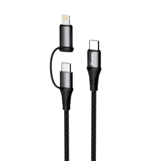 DUDAO L20 kabel USB-C / USB-C PD 60W + Lightning 18W QC 3.0 1m, siva