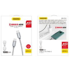 DUDAO L5ProC kabel USB-C / USB-C PD QC 3.0 5A 45W 1m, siva