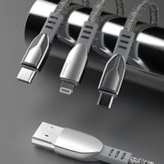 DUDAO Zinc Alloy kabel USB / Micro USB 5A 1m, siva