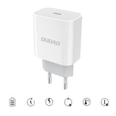 DUDAO A8EU polnilnik USB-C PD 20W + kabel USB-C / Lightning 2.4A, belo