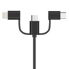 MG 3in1 kabel USB - Micro USB / USB-C / Lightning 2A 1m, črna