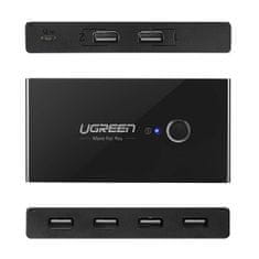 Ugreen Switch Box HUB adapter 4x USB 2.0, črna