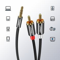 Ugreen AV116 avdio kabel 3,5mm jack - 2RCA 3m, črna