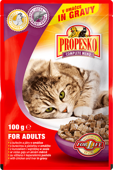 Propesko hrana za odrasle mačke, jetrca in piščanec, 24 x 100 g