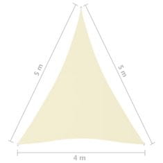 Vidaxl Senčno jadro oksford blago trikotno 4x5x5 m krem