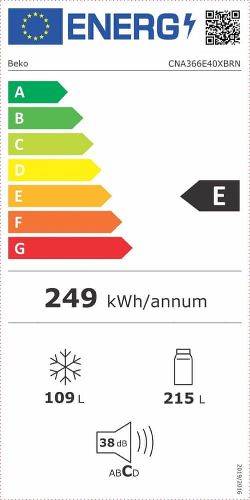 Beko CNA366E40XBRN kombinirani hladilnik