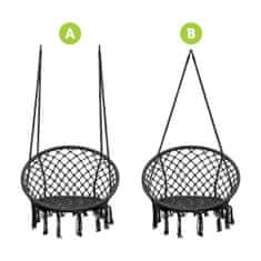 nabbi Viseči gugalni stol Hoppy 120x80 cm - črn