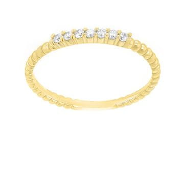 Brilio Silver Očarljiv pozlačen prstan s cirkoni SR045Y