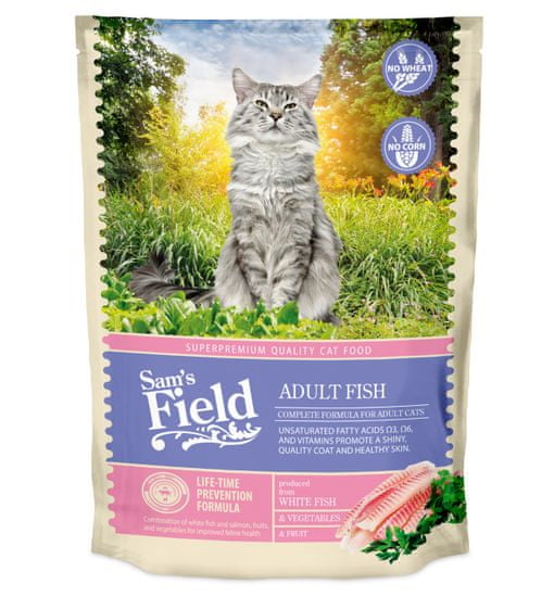 Sam's Field hrana za odrasle mačke, bela riba, 400 g