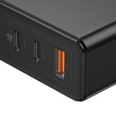 BASEUS GaN Mini USB adapter za hitro polnjenje + 2x Type-C 120W EU + Xiaobai Type-C / Type-C 100W 1m CCGAN-J01 kabel, črn