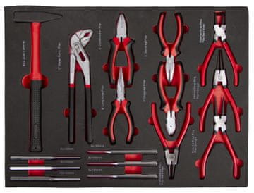 AHProfi Set orodja v penastem modulu za delavniške vozičke, 15 delov – H16022EW4