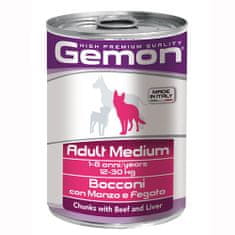 Gemon Adult Medium hrana za pse, z govedino in jetri, 24 x 415 g