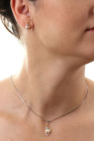 MOISS Elegantni srebrni dvobarvni uhani s pravimi rečnimi biseri EP000163