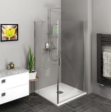 POLYSAN Polysan ZOOM Kvadratni Tuš Kabina 800x800mm, Dvižna Vrata, Krom - Prozorno Steklo