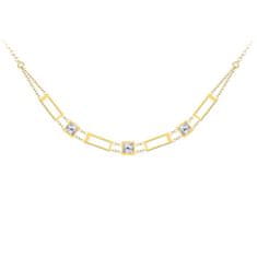 Preciosa Luksuzna pozlačena ravna ogrlica s prozornim kristalom Preciosa