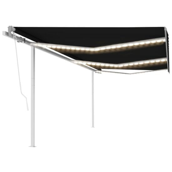 shumee vidaXL Avtomatska tenda LED + senzor 6x3,5 m antracitna