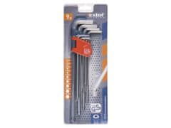 Extol Premium L-ključi Extol Premium (8819312) podaljšani, komplet 9 ključev, 1,5-2-2,5-3-4-5-6-8-10 mm, s kroglico, CrV