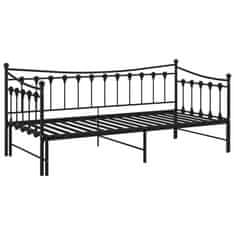 Vidaxl Izvlečni posteljni okvir črn iz kovine 90x200 cm