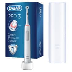 Oral-B Pro 3 – 3500 električna zobna ščetka, Braun dizajn, bela 