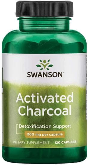 Swanson Aktivno oglje, 520 mg, 120 kapsul
