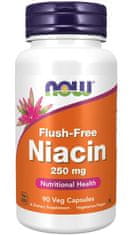 NOW Foods Niacin, brez stranskih učinkov rdečice, 250 mg, 90 vegetarijanskih kapsul