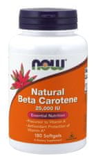 NOW Foods Vitamin A, naravni beta-karoten, 25000 ie, 180 mehkih kapsul