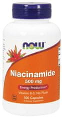 NOW Foods Vitamin B3 nikotinamid (niacinamid), 500 mg, 100 kapsul