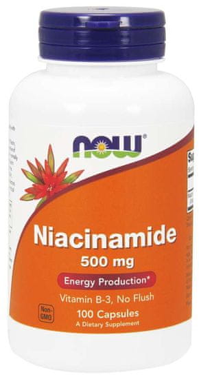 NOW Foods Vitamin B3 nikotinamid (niacinamid), 500 mg, 100 kapsul