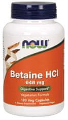 NOW Foods Betain HCl, vegetarijanec, 648 mg, 120 zeliščnih kapsul