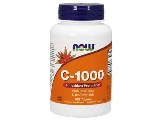 NOW Foods Vitamin C-1000 z bioflavonoidi in šipkom, 100 tablet