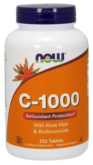 NOW Foods Vitamin C-1000 z bioflavonoidi in šipkom, 250 tablet