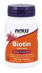 NOW Foods Biotin, 1000 ug, 100 zeliščnih kapsul