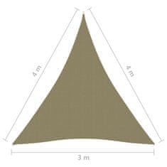 Vidaxl Senčno jadro oksford blago trikotno 3x4x4 m bež