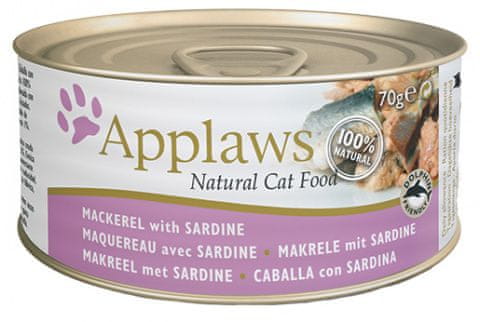 Applaws konzerva za mačke s skušo in sardino, 24x70 g