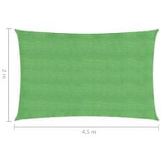 Vidaxl Senčno jadro 160 g/m2 svetlo zeleno 2x4,5 m HDPE