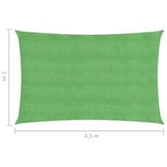 Vidaxl Senčno jadro 160 g/m² svetlo zeleno 2x4,5 m HDPE