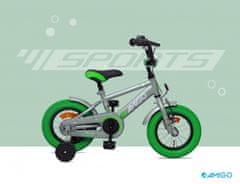 Amigo Sports otroško kolo za fante, 14", siva/zelena