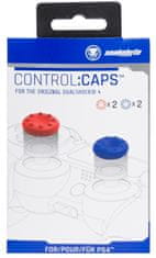Snakebyte CONTROL:CAPS 4 prekrivke za analogne igralne palice PS4, 2x rdeca, 2x modra