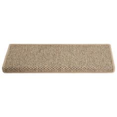 Greatstore Samolepilne preproge za stopnice sisal 15 kosov 56x25 cm