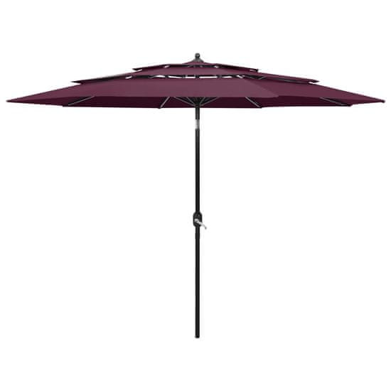 Vidaxl Senčnik aluminij bordo rdeč 3 m
