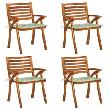 shumee Vrtni stoli z blazinami 4 kosi trden akacijev les