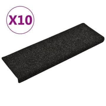 Vidaxl Preproge za stopnice samolepilne 10 kosov 65x21x4 cm črne pravokotne robove