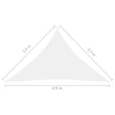 Vidaxl Senčno jadro oksford blago trikotno 3,5x3,5x4,9 m belo
