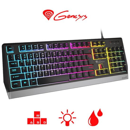 Genesis Rhod 300 RGB gaming tipkovnica, membranska, Anti-Ghosting, US