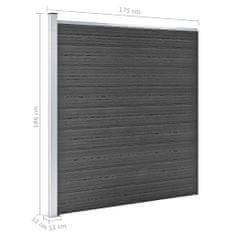 shumee Ograjni panel WPC 175x186 cm črn
