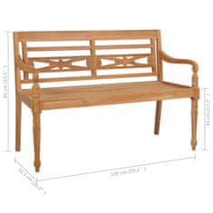 Vidaxl Klop Batavia z zeleno blazino 150 cm trdna tikovina