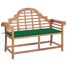 Vidaxl Vrtna klop z zeleno blazino 120 cm trdna tikovina