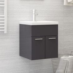 Vidaxl Omarica za umivalnik visok sijaj siva 41x38,5x46 cm iverna pl.