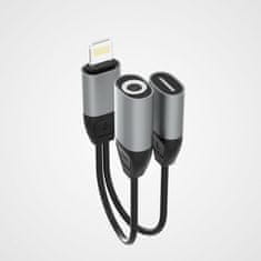 DUDAO L17 adapter Lightning - Lightning / 3,5 mm mini jack, siva